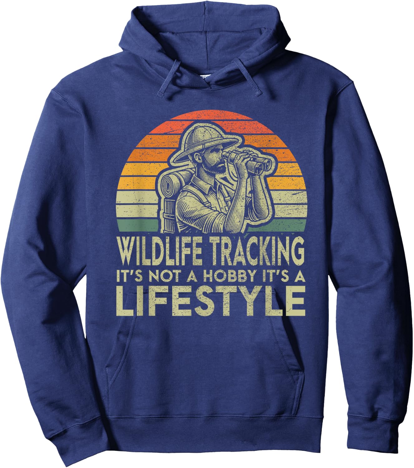 Retro Wildlife Tracking Lifestyle Wildlife Tracker Hoodie - Hoodie | Navy