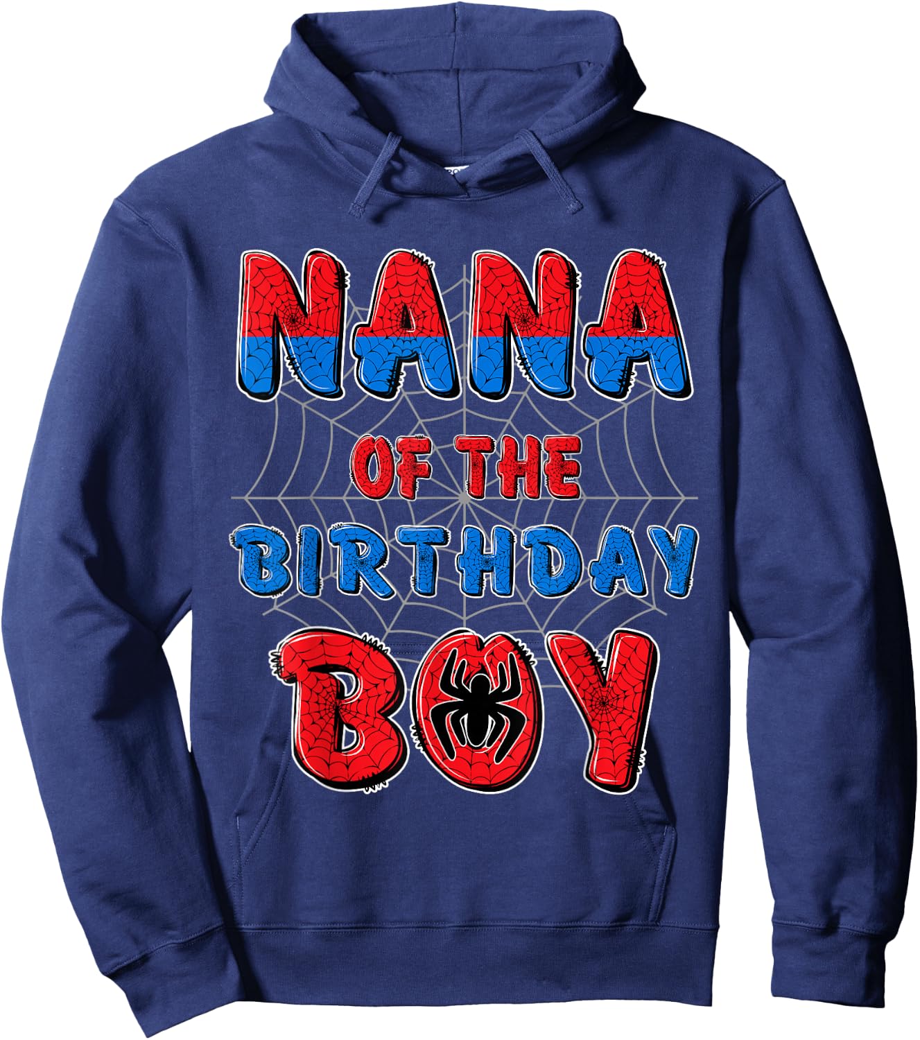 Nana of the Birthday Boy Matching Family Spider Web Party Hoodie - Hoodie | Navy