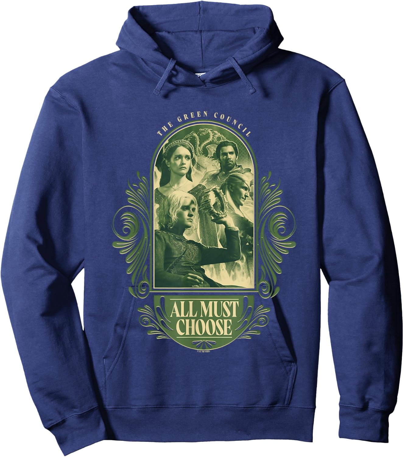 House of the Dragon The Green Council All Must Choose Retro Hoodie - Hoodie | Navy