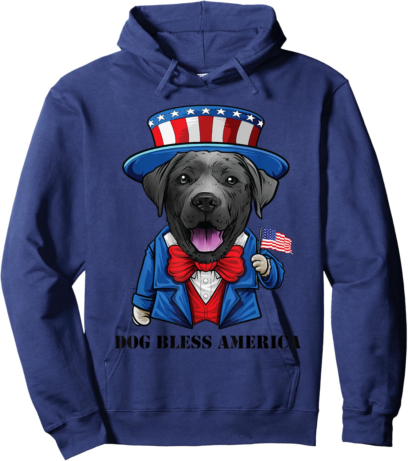 Funny 4th of July Black Lab Dog, Labrador Retriever Men Hoodie - Hoodie | Navy