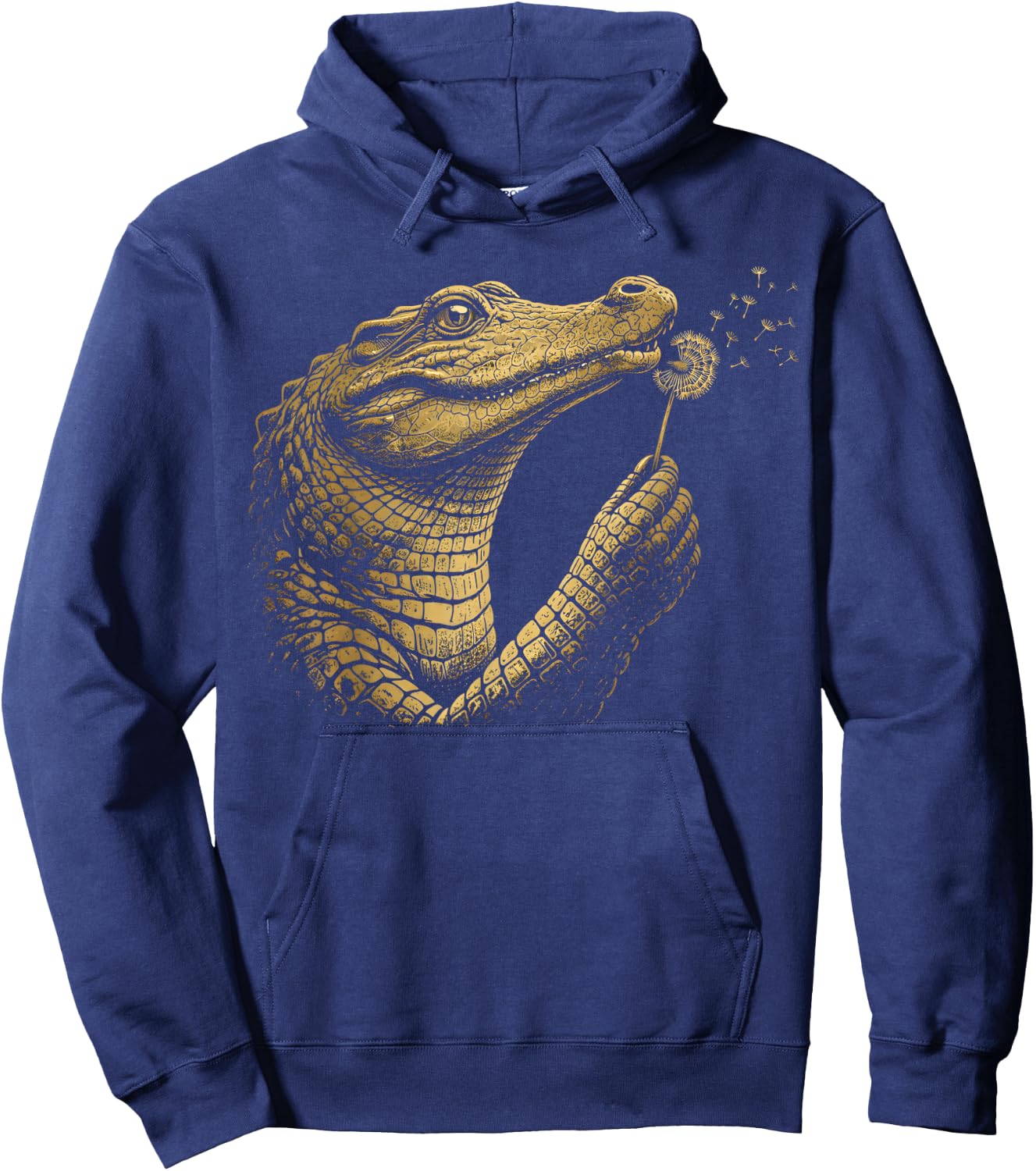 Funny Crocodile Blowing Wishes Alligator Blowing Dandelion Hoodie - Hoodie | Navy