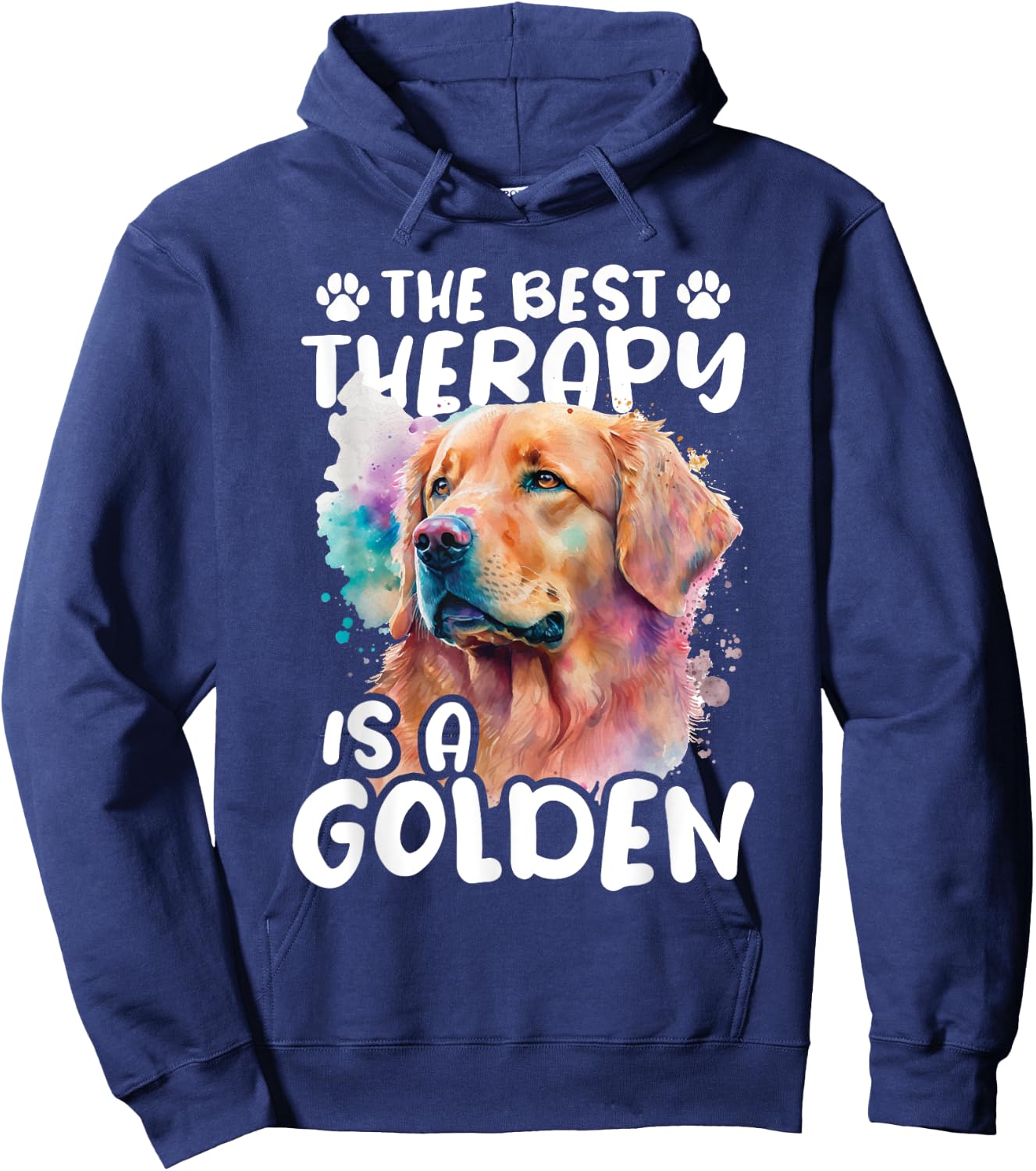 The Best Therapy Is A Golden - Dog Breeder Pet Puppy Trainer Women Hoodie - Hoodie | Navy