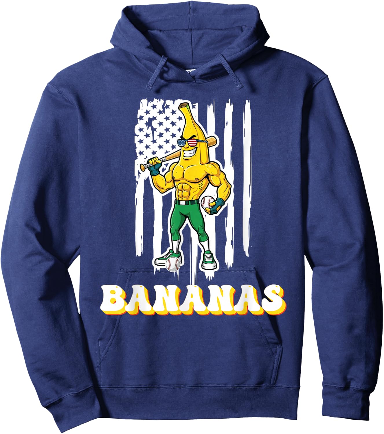 Funny Banana Drip Strong American Flag Kids Youth Boys Girls Hoodie - Hoodie | Navy