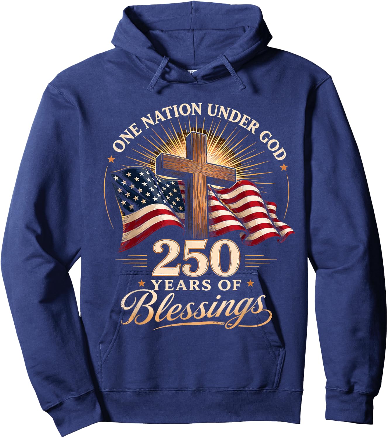 One Nation Under God 250 Years 250th Anniversary USA Men Hoodie - Hoodie | Navy