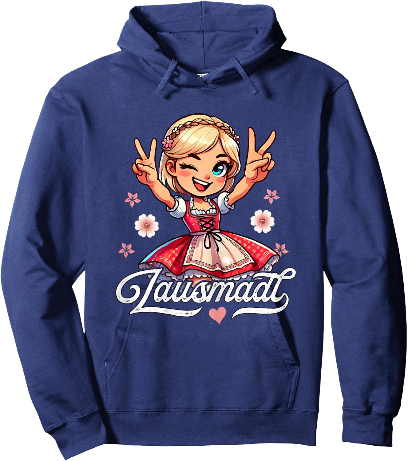 Kinder Trachtenshirt Damen Trachten Mädchen Lausmadl Hoodie - Hoodie | Navy