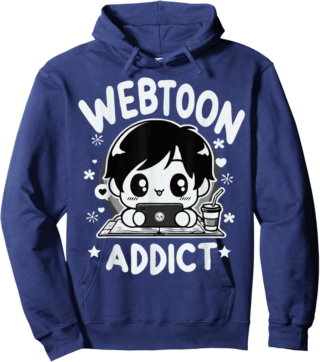 Gift graphic design for fan addicted to Webtoon , Black, S Hoodie - Hoodie | Navy