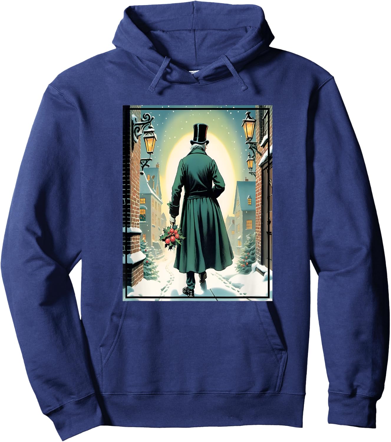 Charles Dickens Christmas Classic Book Ebeneezer Scrooge , -Adults, Kids, Black, Small, Short Sleeve Hoodie - Hoodie | Navy