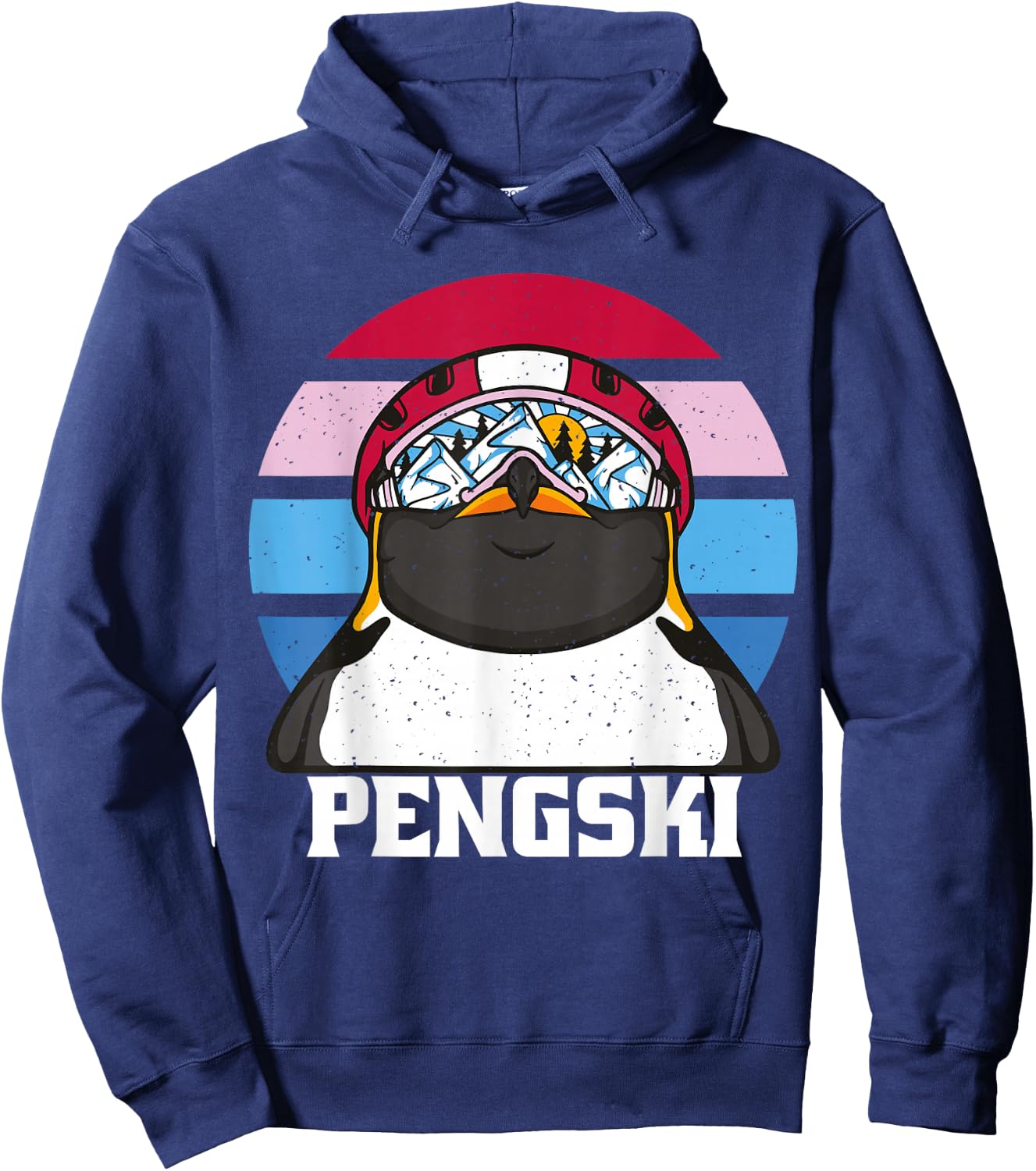 Ski Pengski Retro Vintage Funny Penguin with Ski Goggles Hoodie - Hoodie | Navy