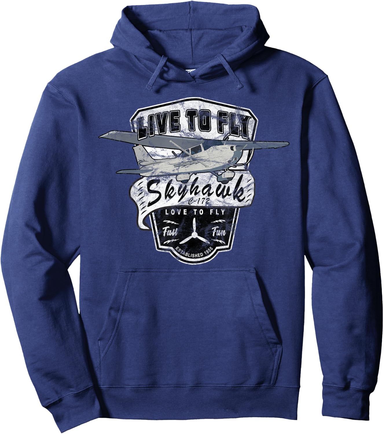 Live to Fly 172 Skyhawk Airplane Pilot Design Hoodie - Hoodie | Navy