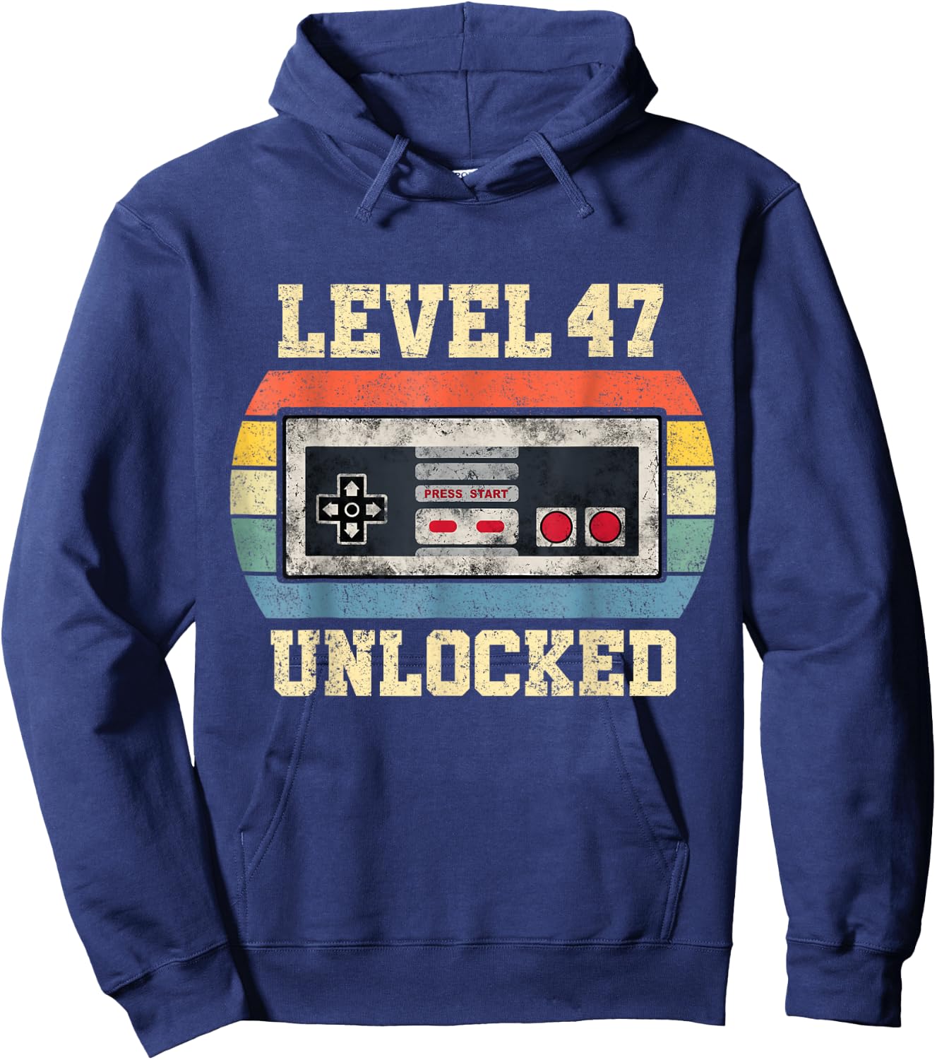 Level 47 Unlocked Funny 47 Year Old Gamer Gift 47th Birthday Hoodie - Hoodie | Navy