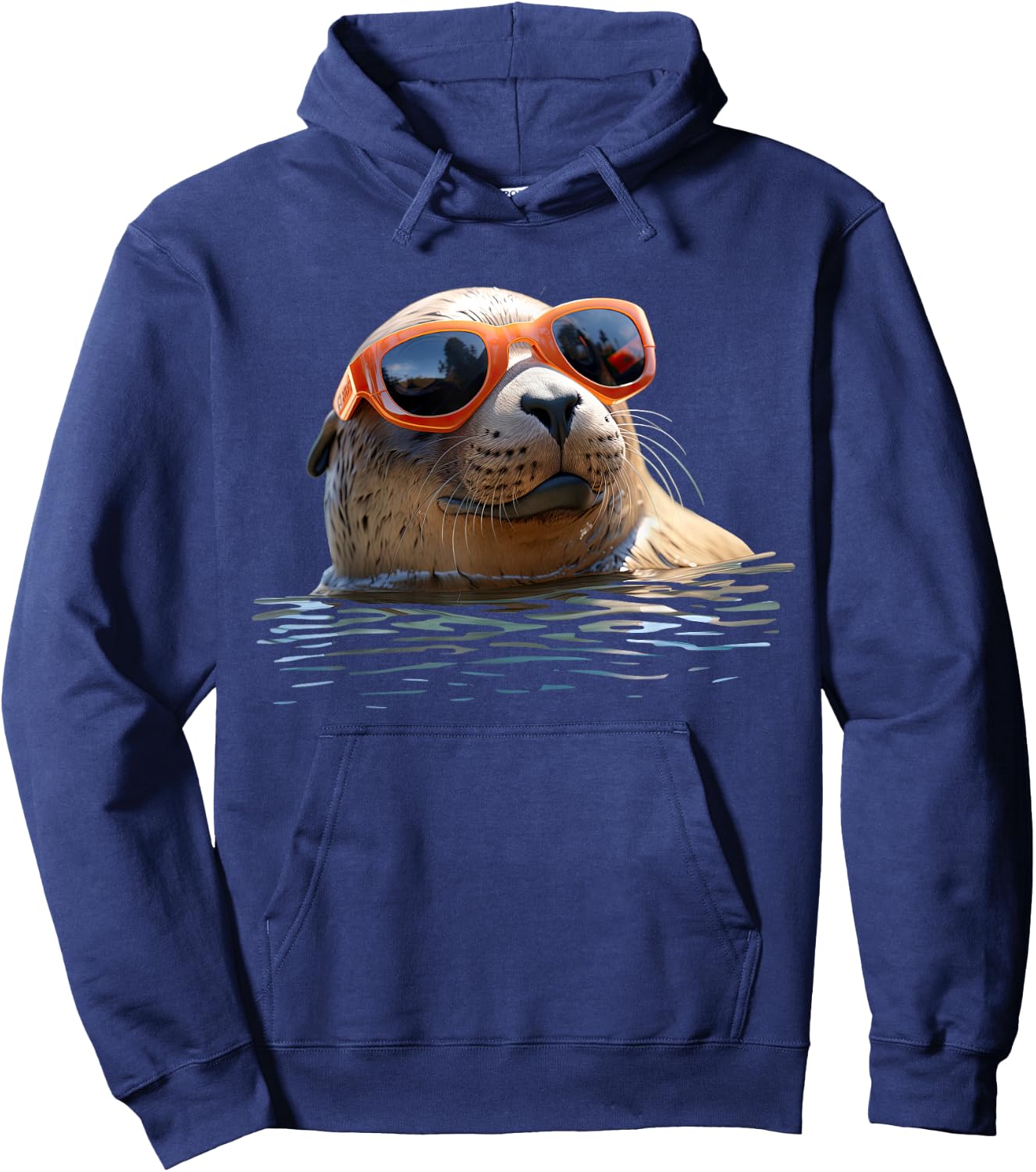 Seal with Sunglasses Seal Dog Seal Cute Seal , black Hoodie - Hoodie | Navy