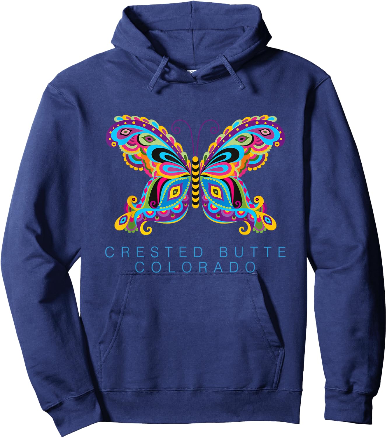 Crested Butte Colorado Souvenir Butterfly Graphic Hoodie - Hoodie | Navy