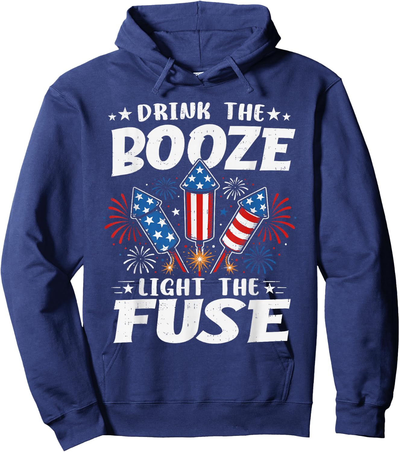 Funny Fireworks Fourth 4th of July America USA Men Women Hoodie - Hoodie | Navy