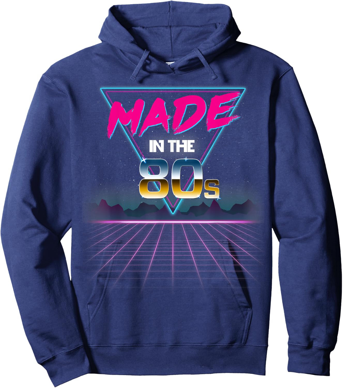 Made In The 80s Retro 80's Grid Hoodie - Hoodie | Navy