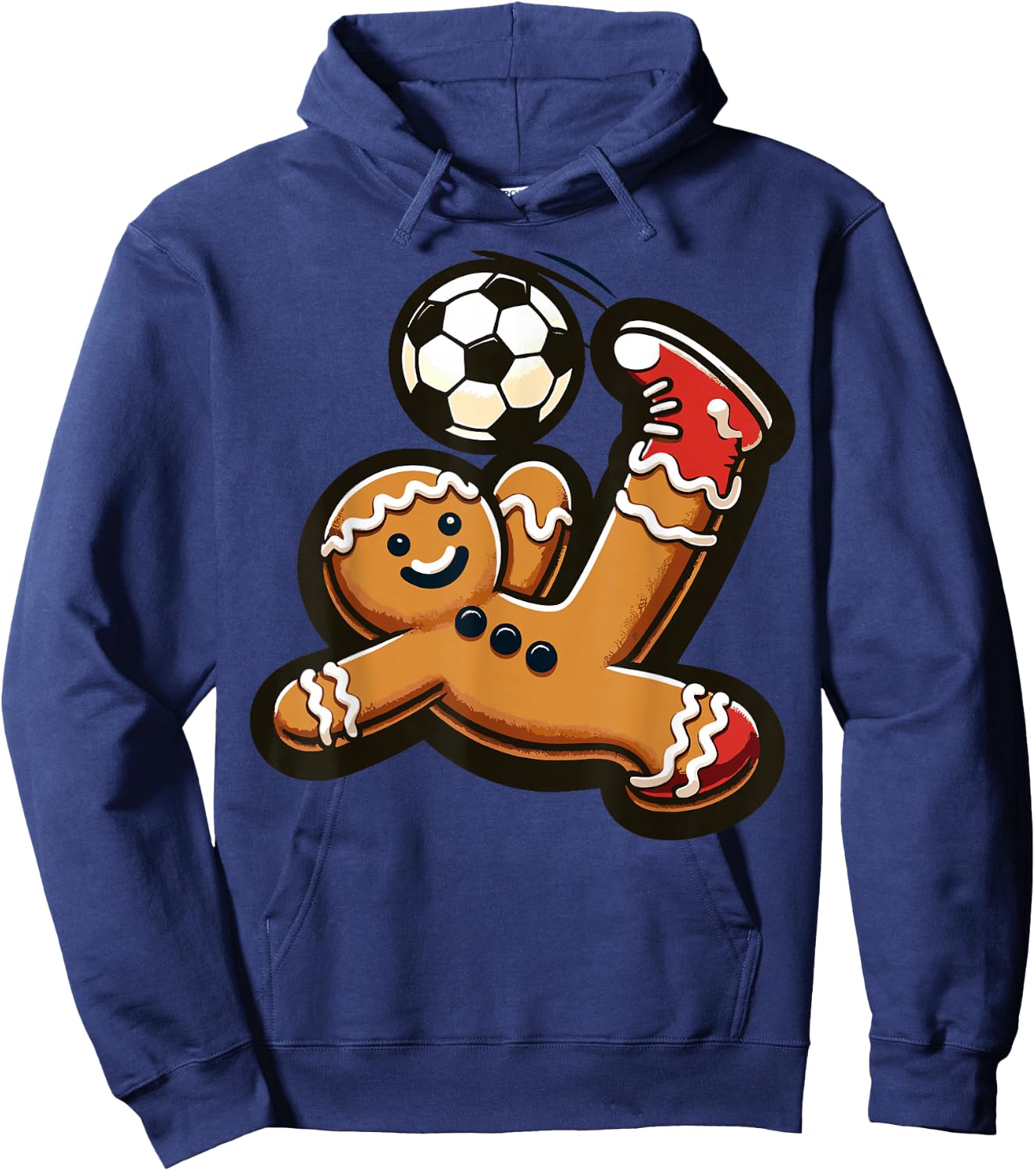 Gingerbread Plays Soccer Bicycle Kick, Cookie Christmas Hoodie - Hoodie | Navy