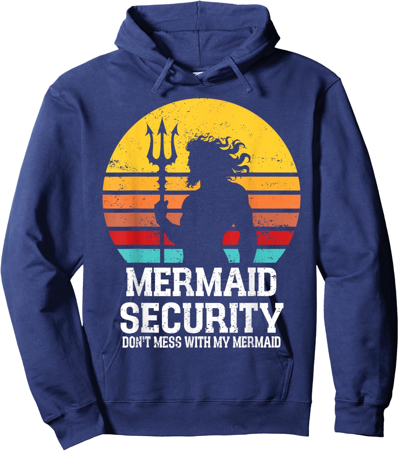 Vintage Mermaid Security Mermaid Birthday Merdad Father' Day Hoodie - Hoodie | Navy