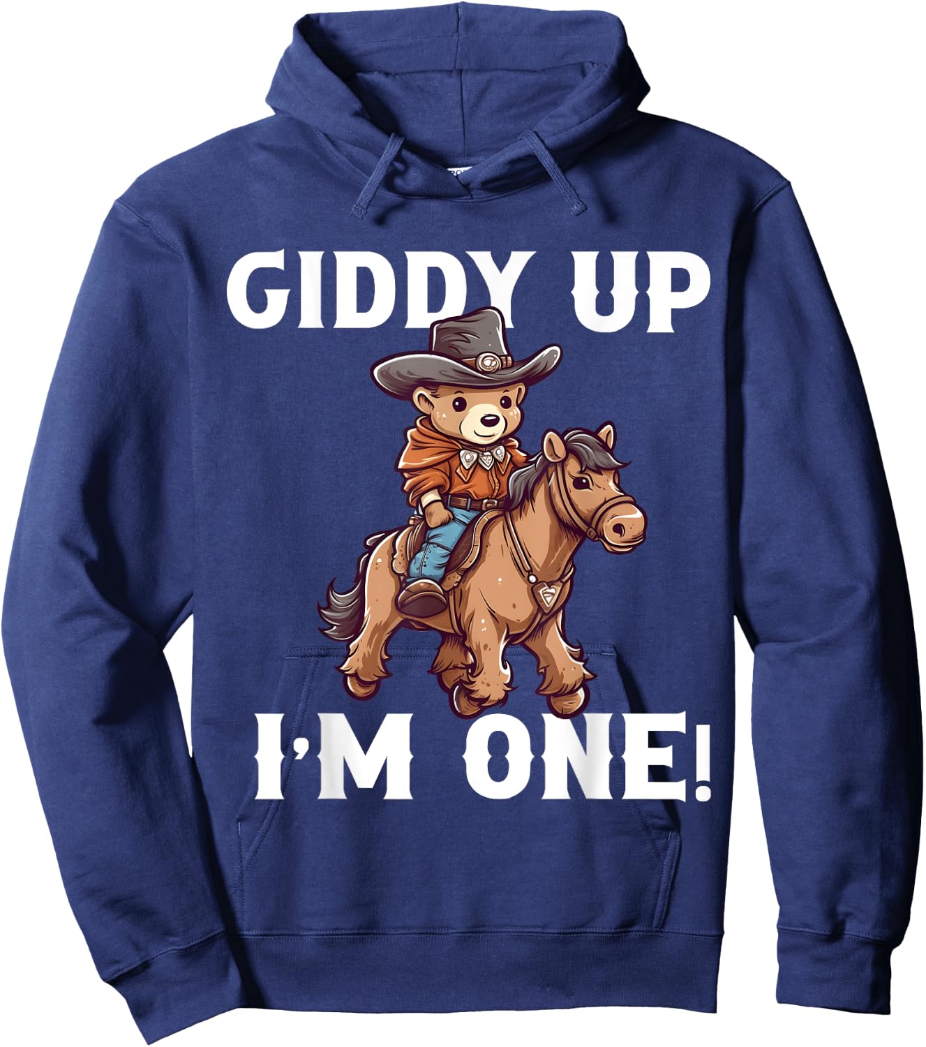 Cowboy 1st Birthday Teddy Bear Western Horse 1 Year Old Boy Hoodie - Hoodie | Navy