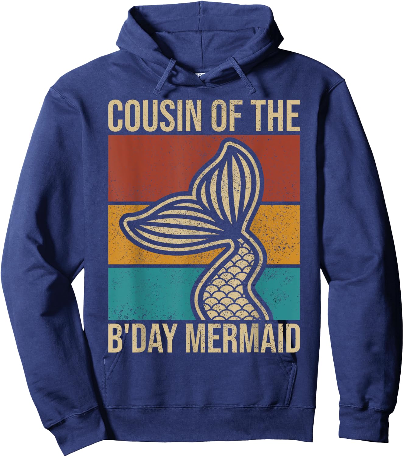Cousin Of The Birthday Mermaid Party Outfit Vintage Mermaid Hoodie - Hoodie | Navy