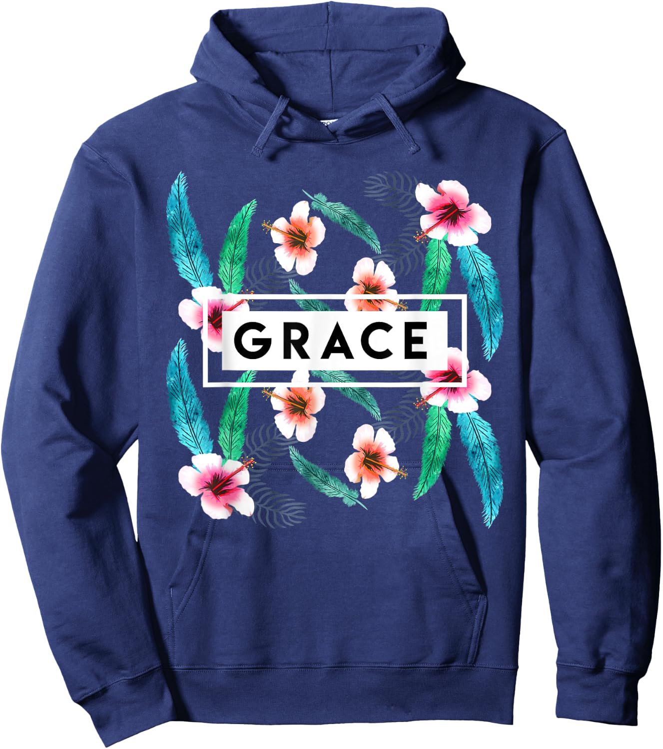 Grace On Flowers Religion Faith God Jesus Christian Gift Hoodie - Hoodie | Navy