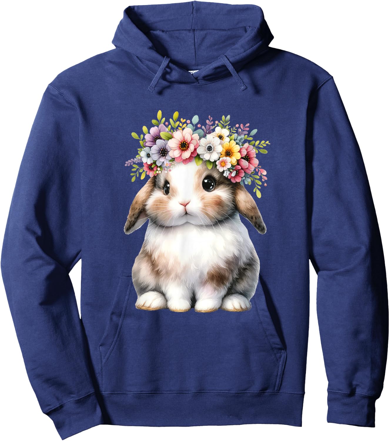 Easter Bunny Girls - Easter Bunny Flower Graphic Hoodie - Hoodie | Navy