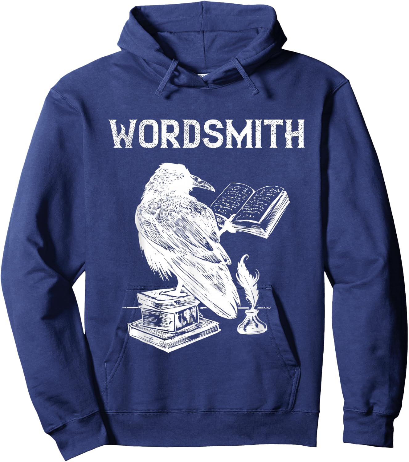 Writer Wordsmith Raven Novel Reading Writing Book Lover Hoodie - Hoodie | Navy