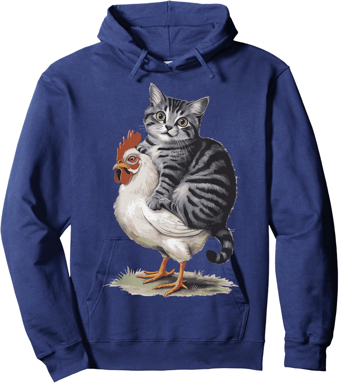 Cat Riding Chicken Hoodie - Hoodie | Navy