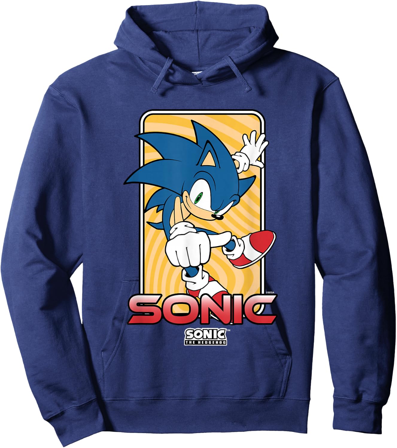 Sonic The Hedgehog Thumbs Up Wavy Portrait Hoodie - Hoodie | Navy