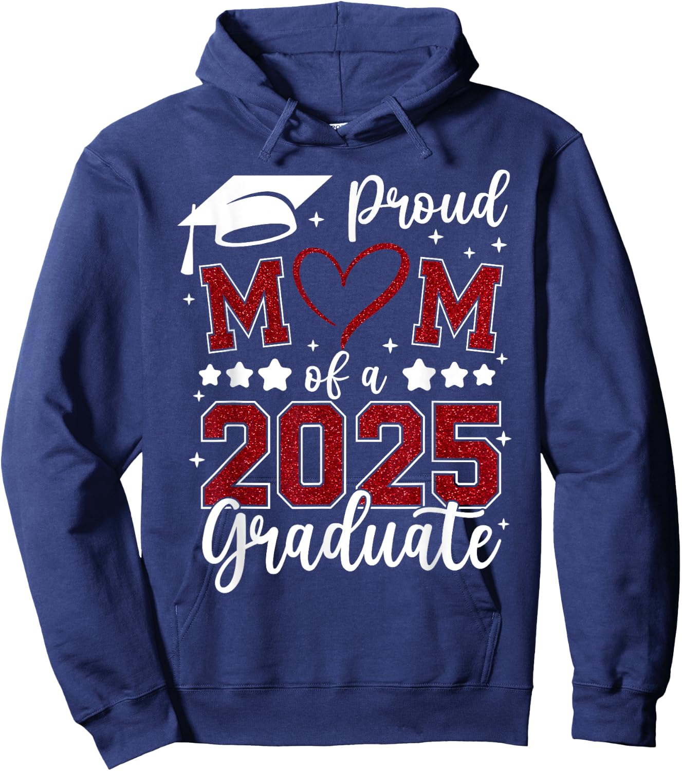 Proud Mom of 2025 Senior Graduate Matching Family Graduation Hoodie - Hoodie | Navy