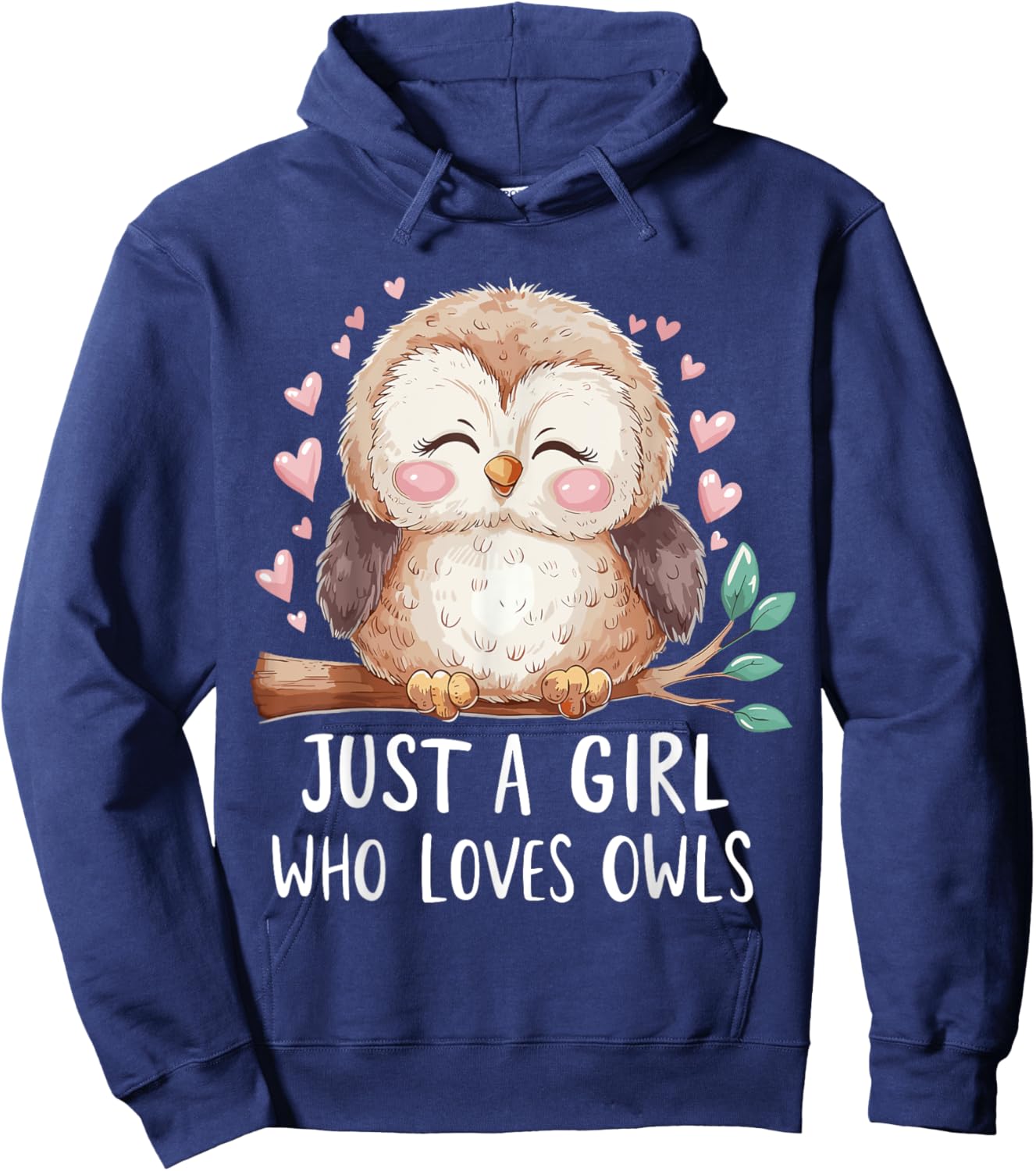 Just a Girl Who Loves Owls Cute Owl Hoodie - Hoodie | Navy