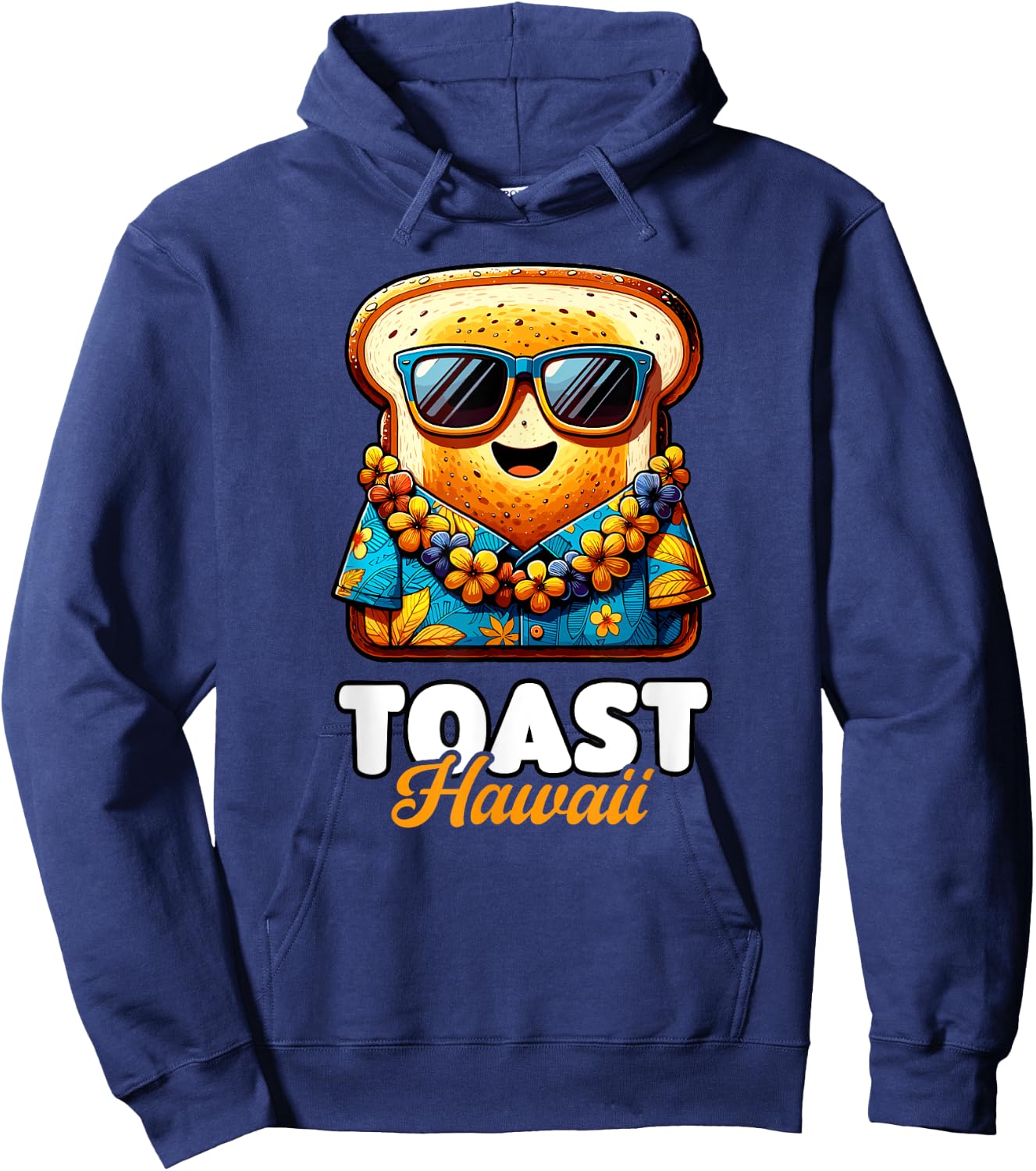 Toast Hawaii - Bread with Sunglasses and Hawaiian Shirt , black Hoodie - Hoodie | Navy
