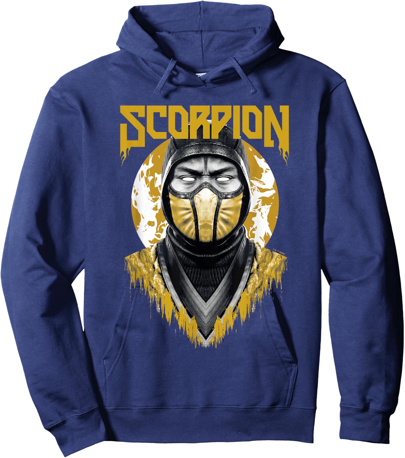 Mortal Kombat Klassic Scorpion Big Face Bust Portrait Logo Hoodie - Hoodie | Navy