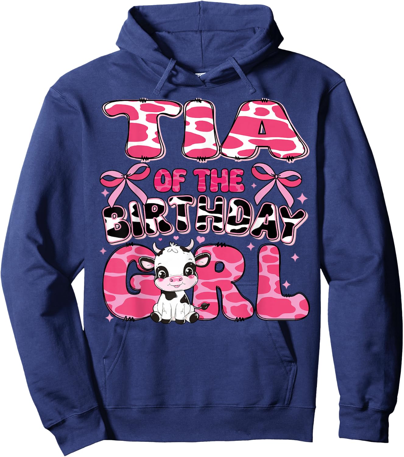 Tia of the Birthday Girl Cow Farm 1st Birthday Family Hoodie - Hoodie | Navy