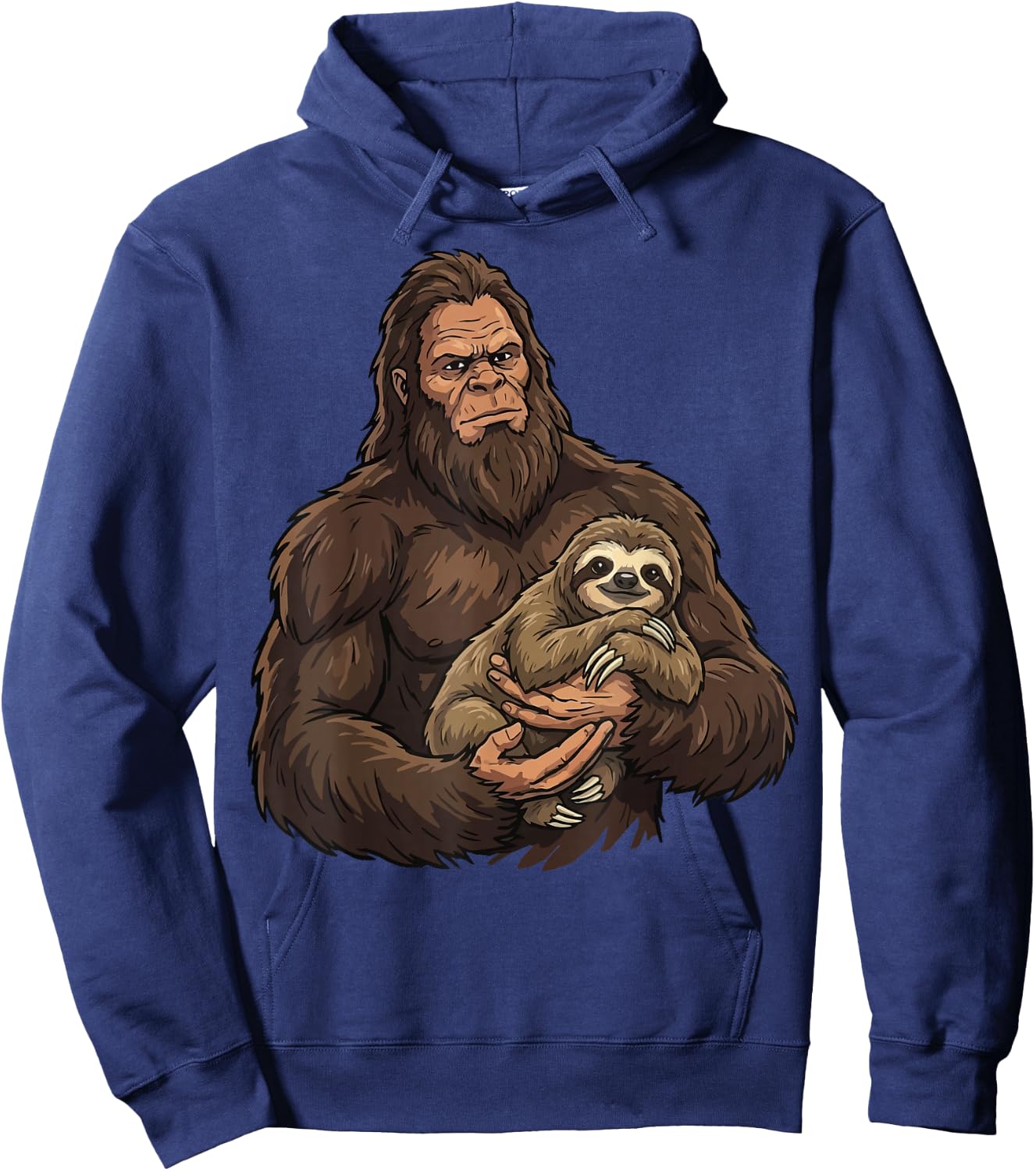 Bigfoot Holding Sloth Hoodie - Hoodie | Navy