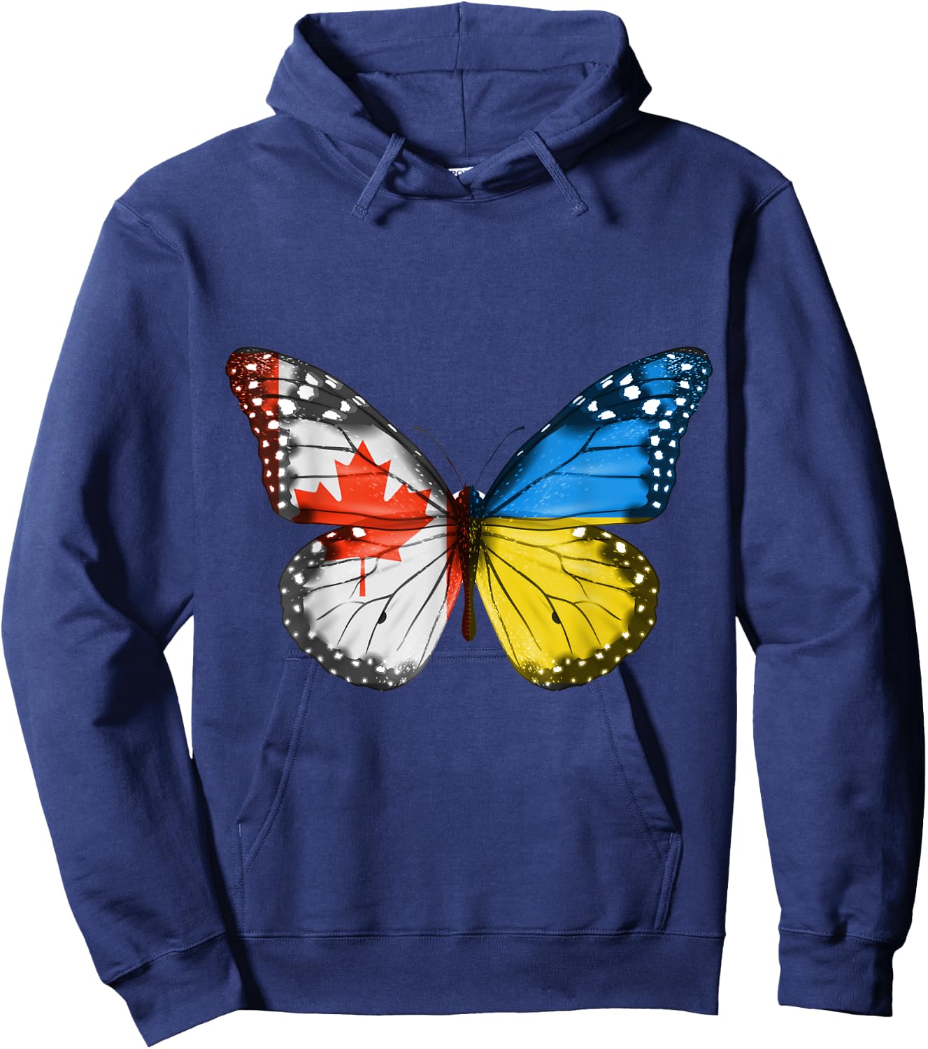 Canadian Ukrainian Flag Butterfly Canada Ukraine Hoodie - Hoodie | Navy