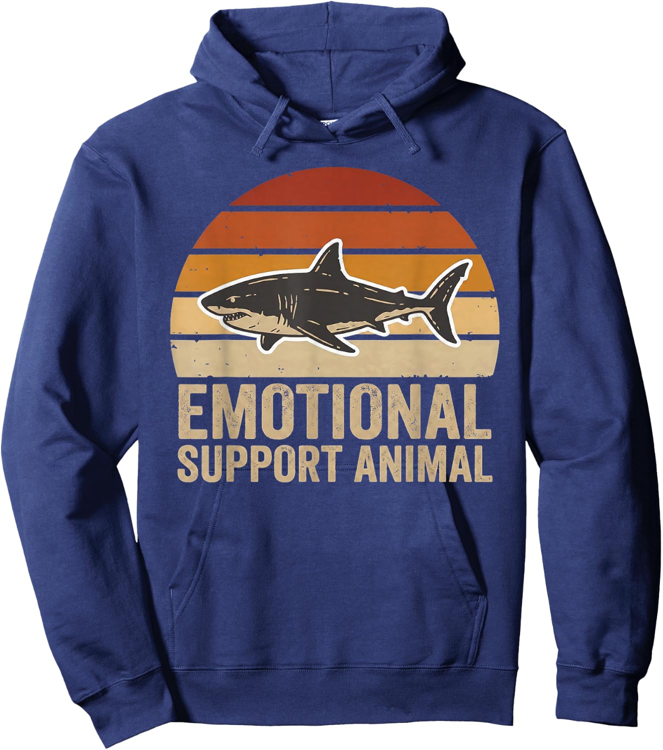 Support Animal Shark Emotional Funny Vintage Sea Creature Hoodie - Hoodie | Navy