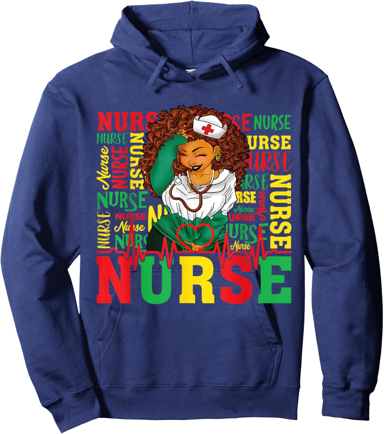 Black Women Nurse Juneteenth Shirts Women Black Freedom 1865 Hoodie - Hoodie | Navy