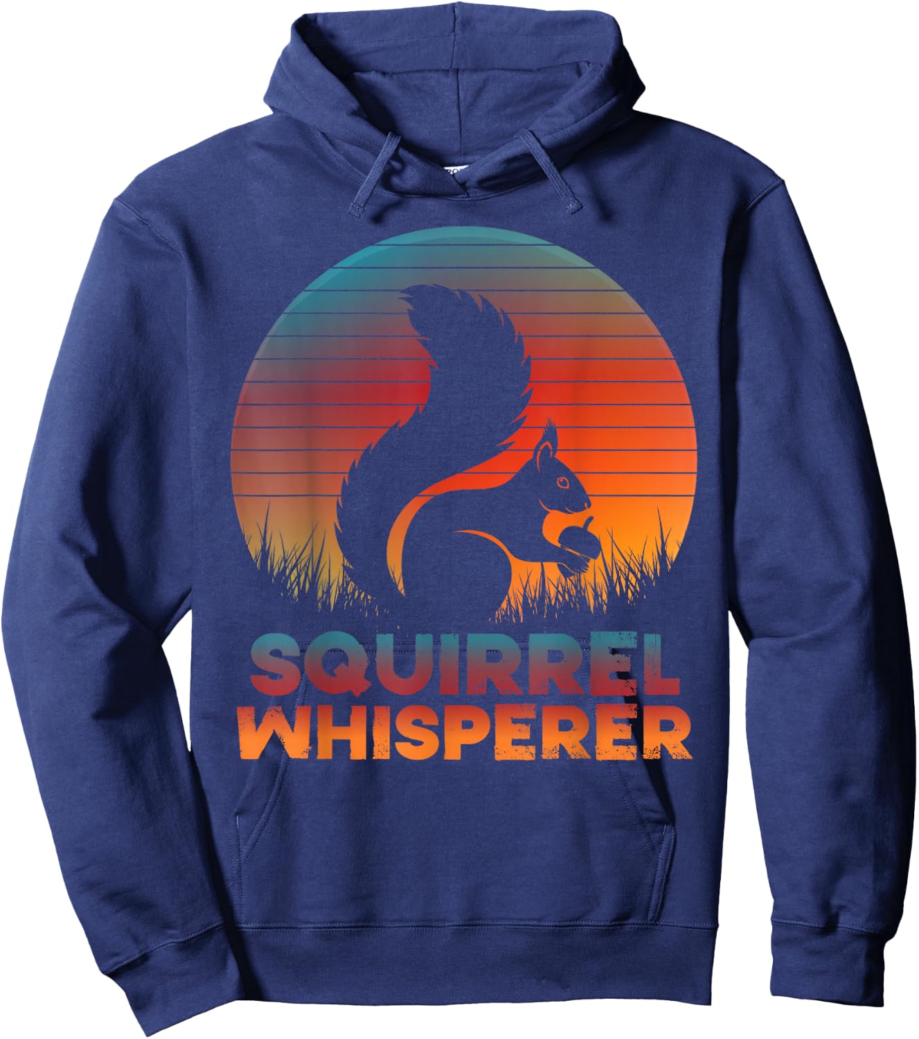 Funny Squirrel Whisperer Rodent Animal Lover Retro Sunset Hoodie - Hoodie | Navy