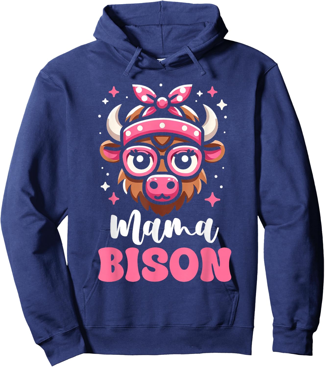 Pink Bandana Glasses Bison Mama Mother’s Day Hoodie - Hoodie | Navy