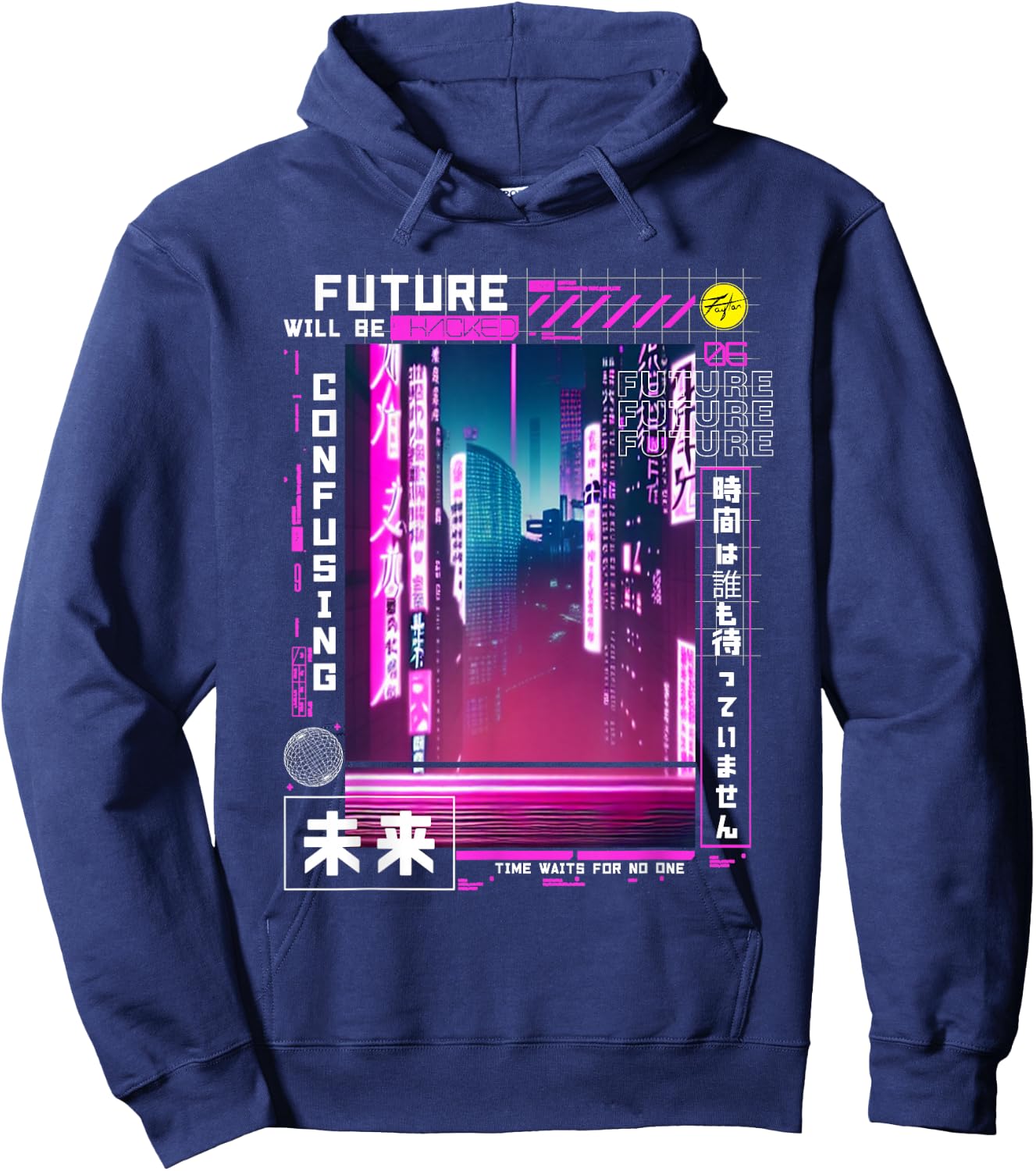 Tokyo Cyberpunk Vaporwave in Japanese Retro Vibes Aesthetic Hoodie - Hoodie | Navy