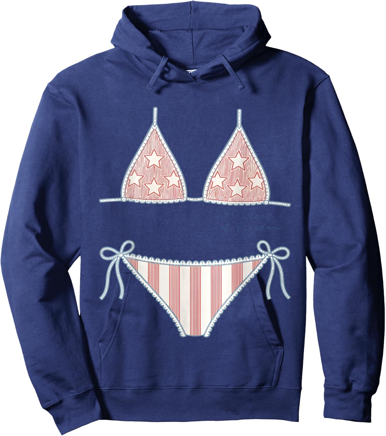 (2 Side) Patriotic Bikini Costume Funny Summer 4Th of July Hoodie - Hoodie | Navy