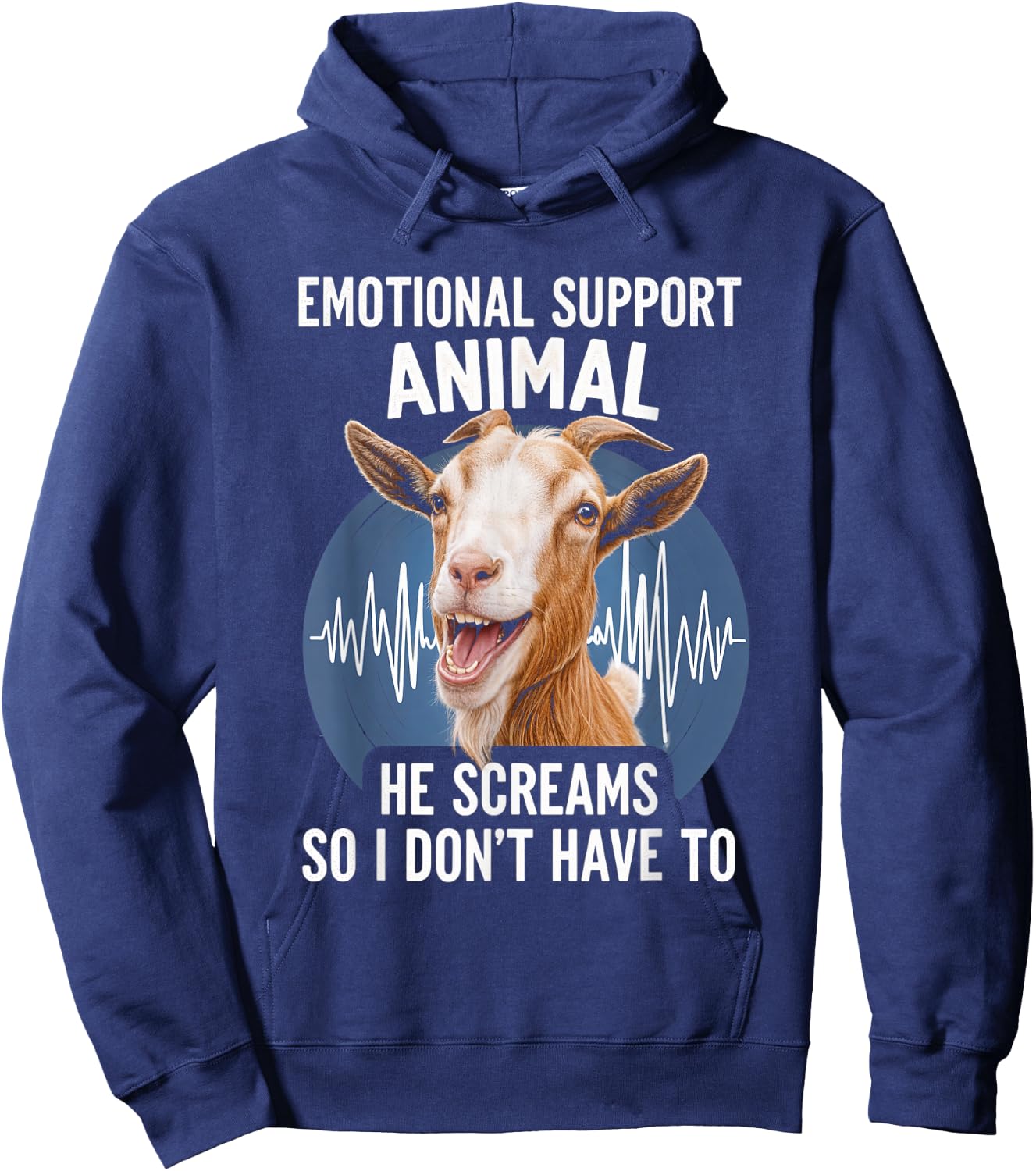 Emotional Support Animal Goat Screaming Funny Goat Hoodie - Hoodie | Navy