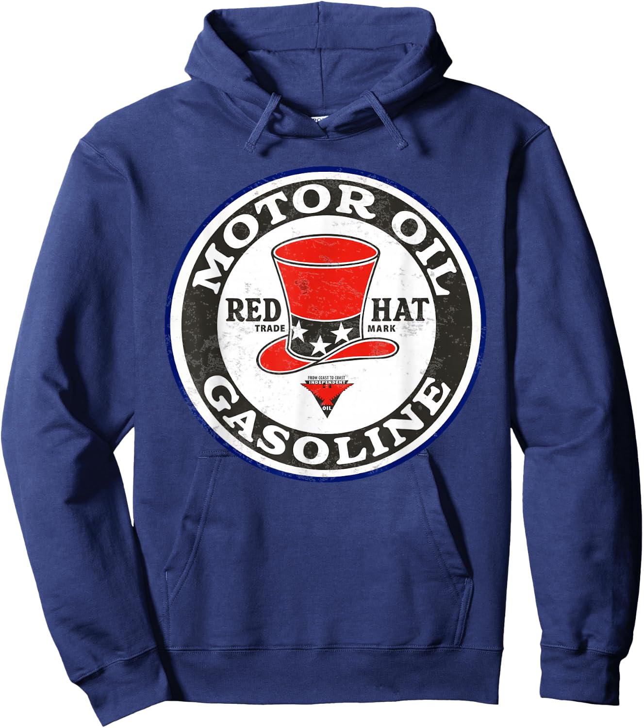 Retro Vintage Gas Station Red Hat Motor Oil Car Bike Garage Hoodie - Hoodie | Navy