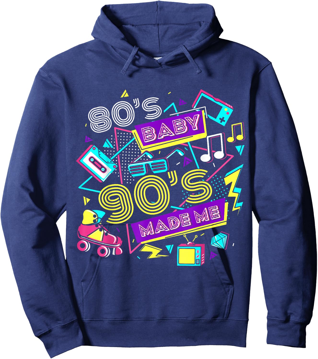 Retro 1980s 80's Baby 1990s 90's Made Me Vaporwave Nostalgia Hoodie - Hoodie | Navy