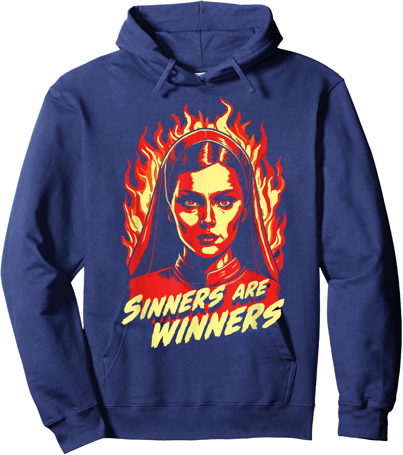 Sinners Are Winners Pretty Satanic Nun Hoodie - Hoodie | Navy