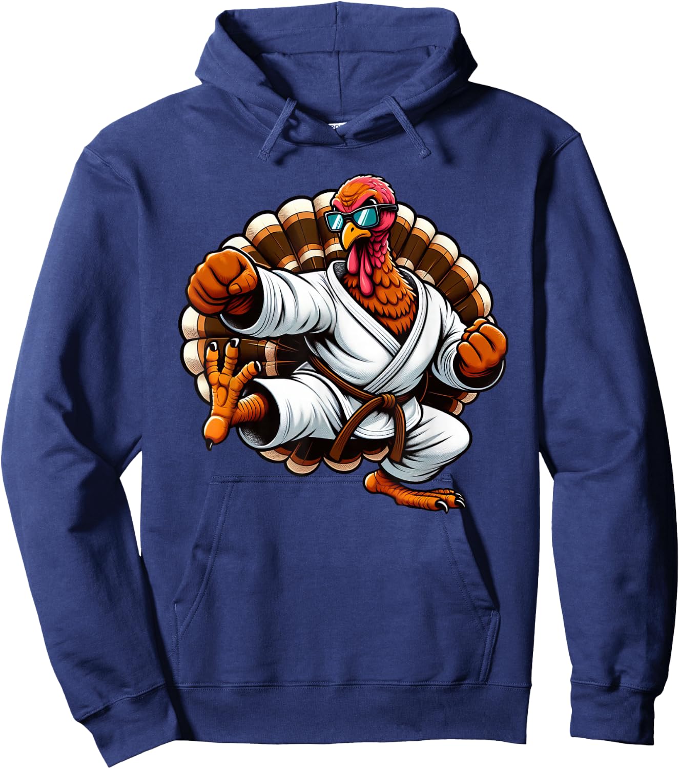 Funny Turkey Thanksgiving Karate Judo Martial Arts Kids Hoodie - Hoodie | Navy
