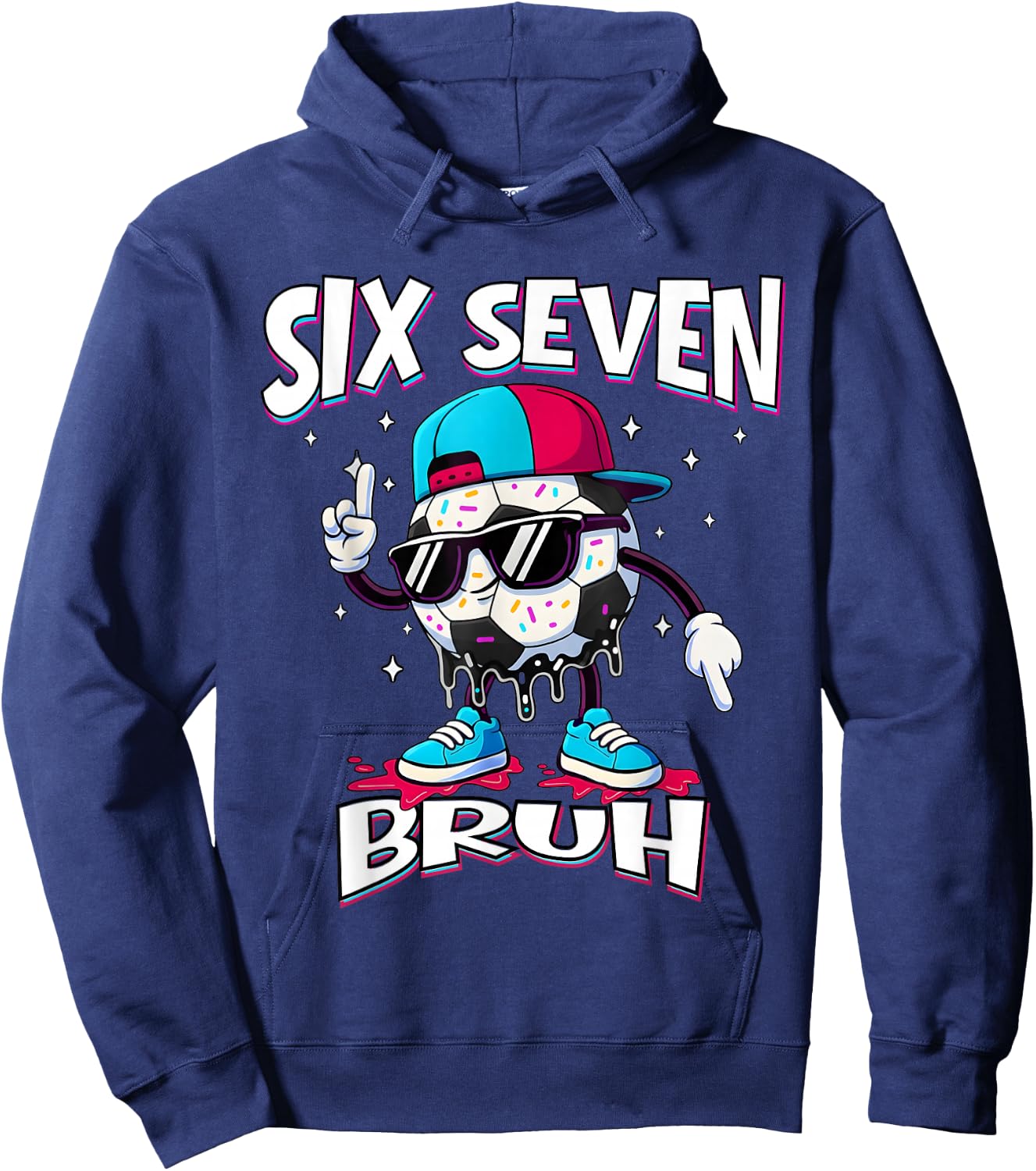 Fußball 67 Meme Six Seven Fußball 67 Jungen Mädchen Hoodie - Hoodie | Navy
