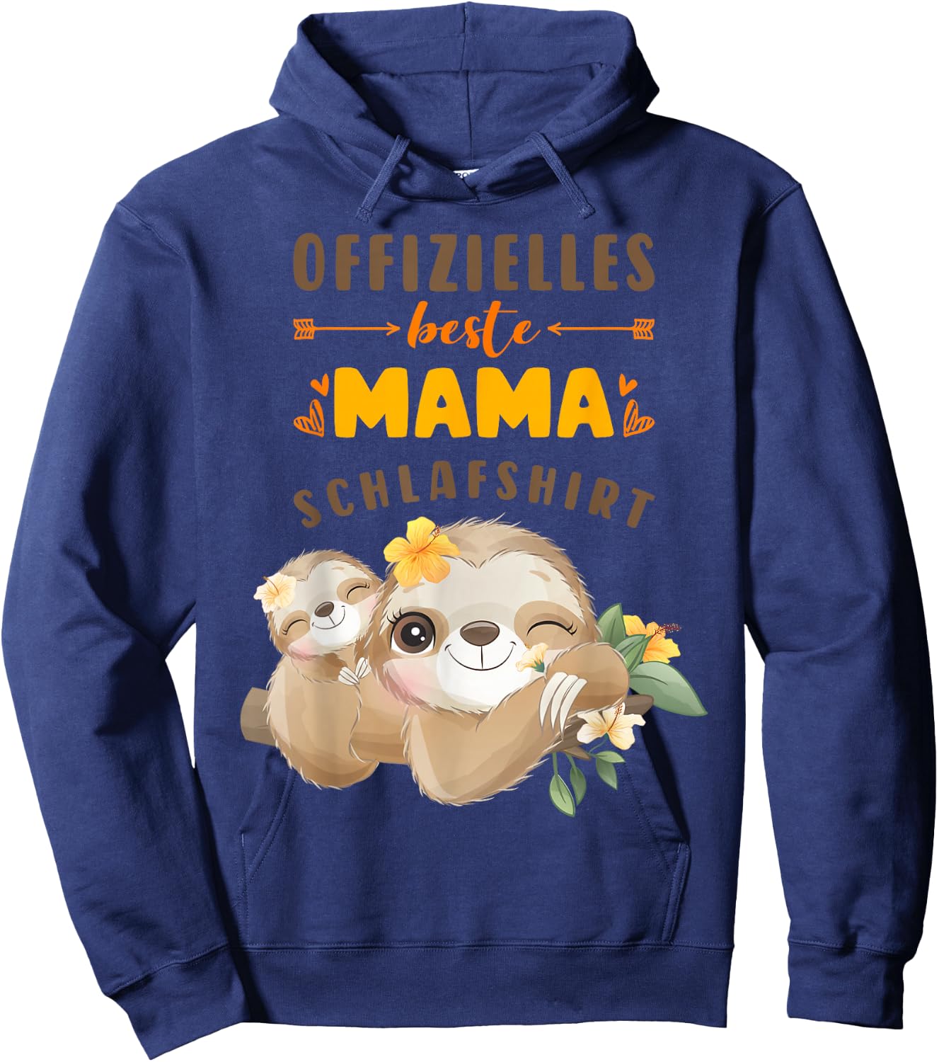 Official Best Mum Sleep Shirt Mother Sloth Mother's Day , black Hoodie - Hoodie | Navy