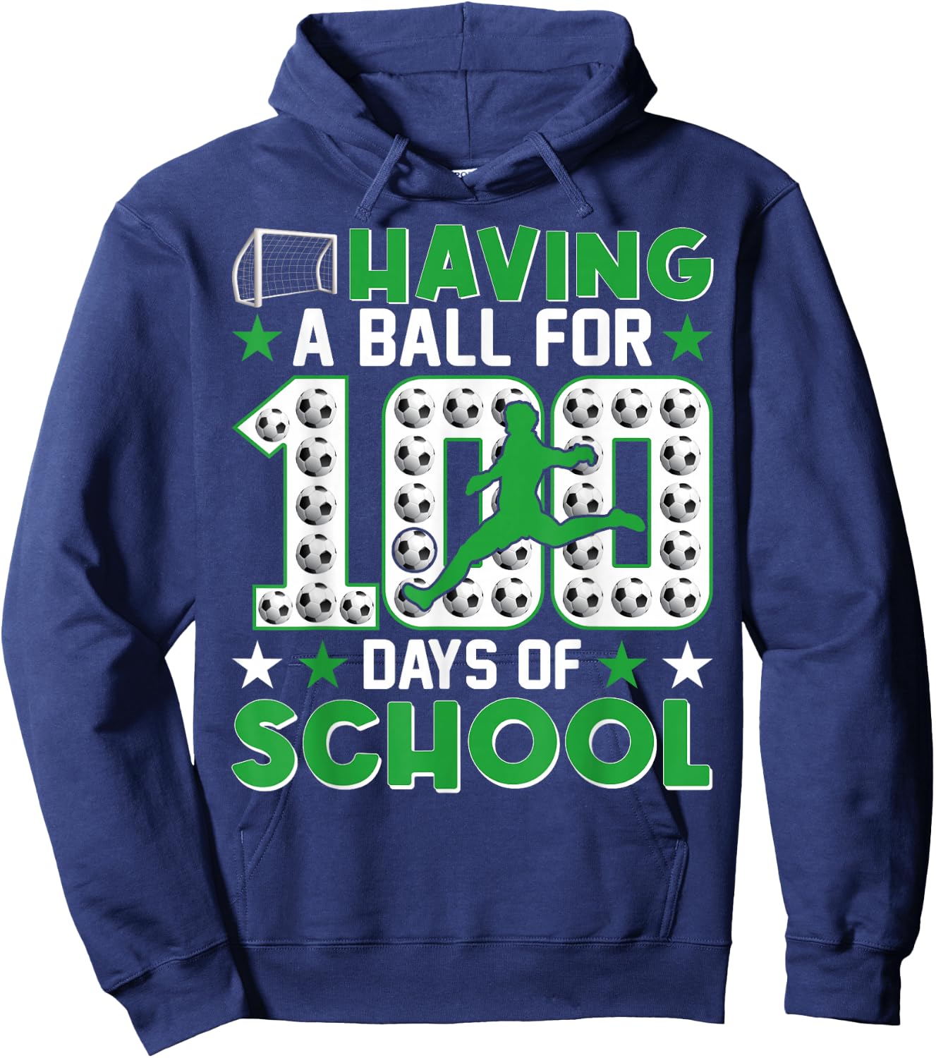 Having a Ball For 100 Days Of School Soccer 100th Day Boys Hoodie - Hoodie | Navy