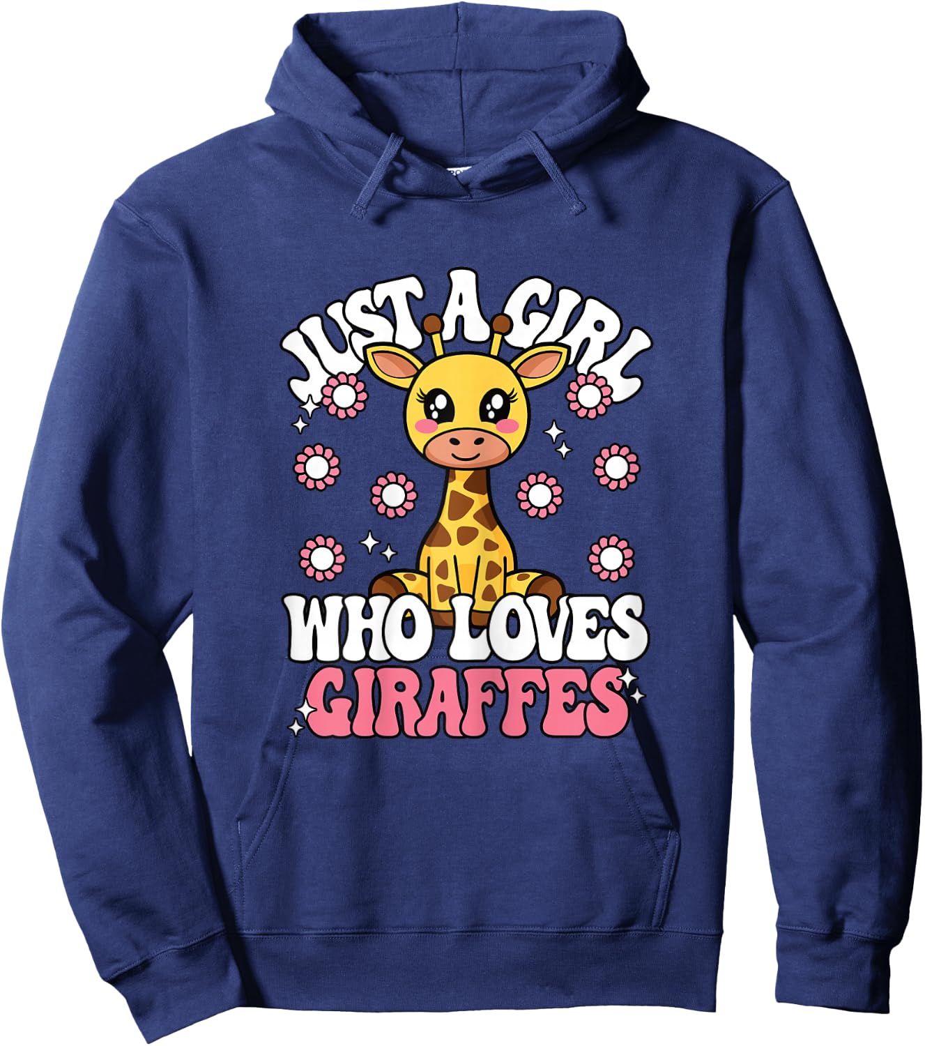 Just A Girl Who Loves Giraffes Cute Pink Wild Animal Kids Hoodie - Hoodie | Navy