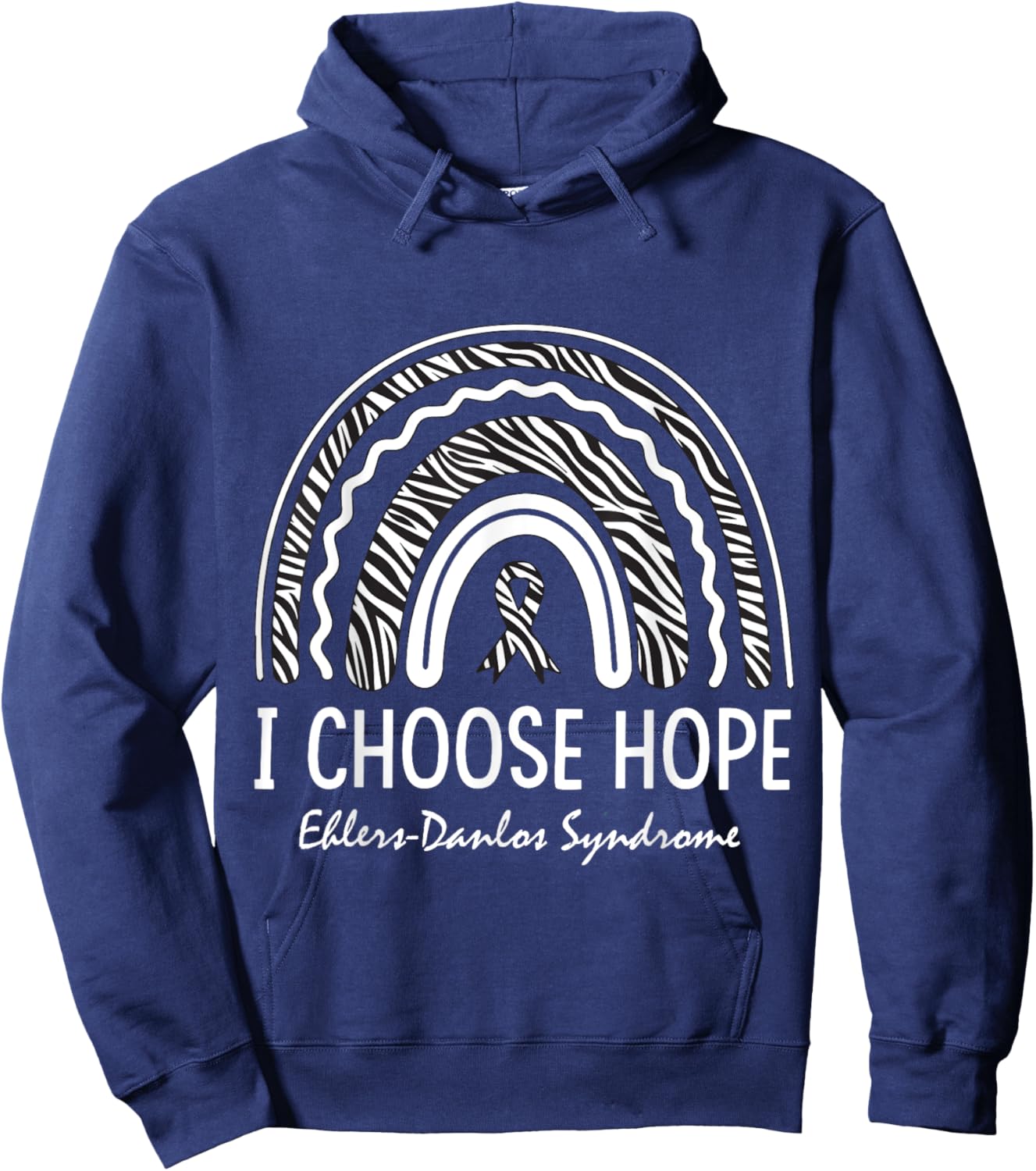 Ehlers-Danlos Syndrome EDS awareness zebra rainbow support Hoodie - Hoodie | Navy